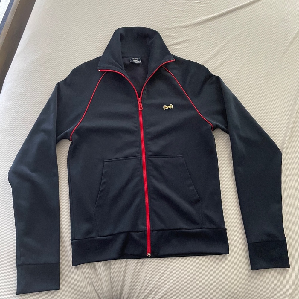 Le Tigre Full Zip Track Jacket in Navy Blue with Red Zipper Sz. S